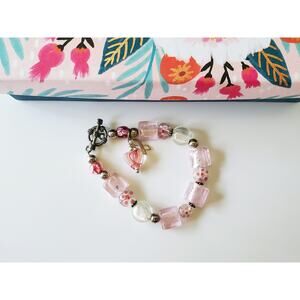 Pink Breast Cancer Awareness Glass Beaded Bracelet